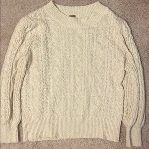 Free People Cable Knit Cream Sweater